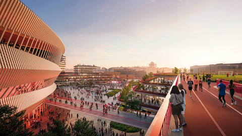Benfica - Walkways and community pitch as part of the new masterplan for the Estádio da Luz Stadium, designed by Populous.

